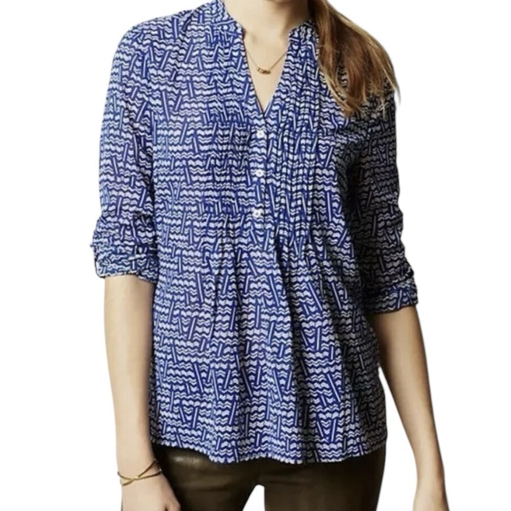 Anthropologie HD in Paris Top Women Size 10 Long Sleeve Lightweight‎ Formal